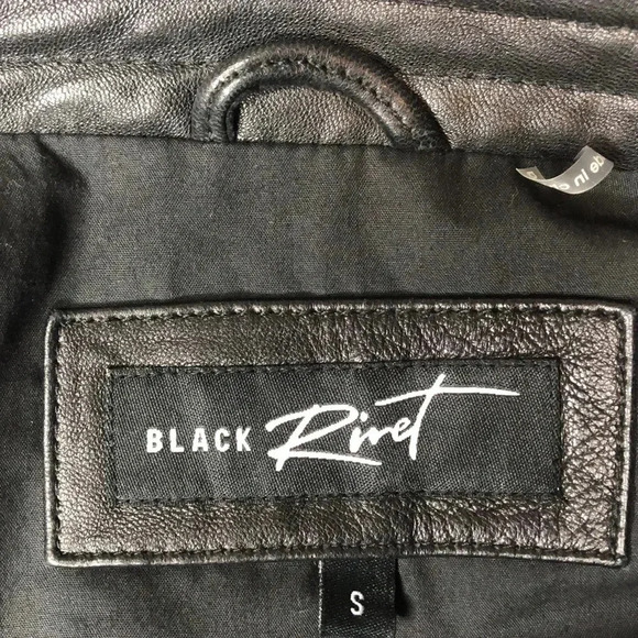 Black Rivet- Band Collar Leather Moto Jacket - Picture 11 of 12